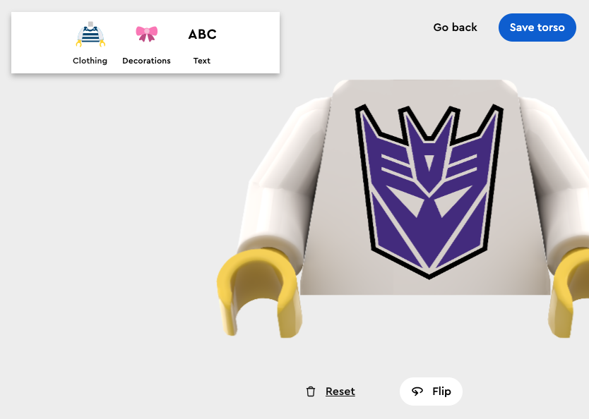 LEGO Minifigure Factory Transformers torso print 2